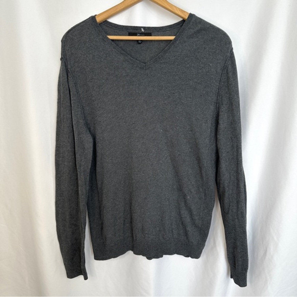 Marc Anthony Sweater Mens Large Cotton Cashmere Blend Vneck Pullover Gray Casual